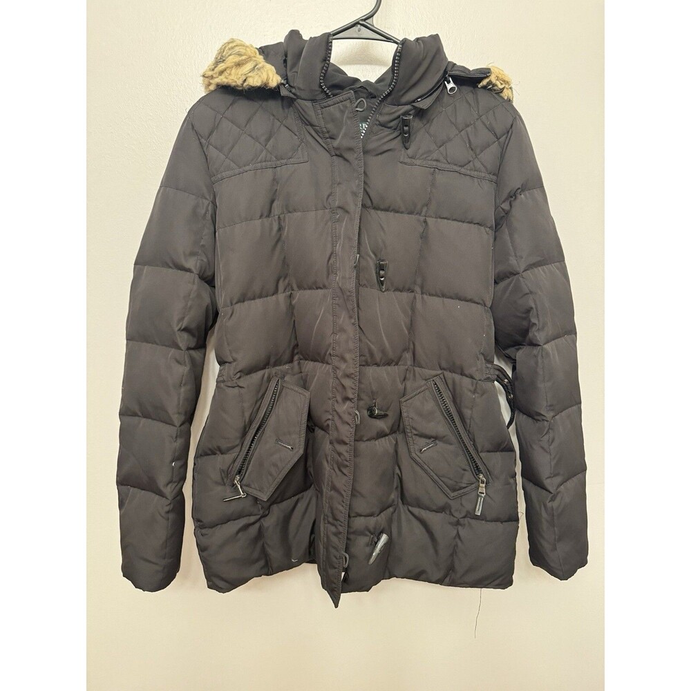 LAUREN RALPH LAUREN Womens Medium Black Down Puffer Quilted Jacket Coat
